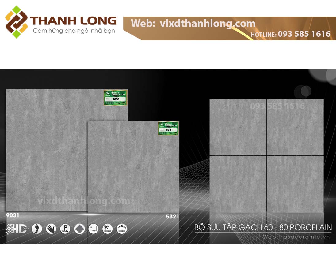 (60x60) Đá Bán Sứ Mờ (1t = 4v = 1.44m2)